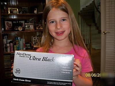 Nitriderm black gloves (powder free,non latex) sz small