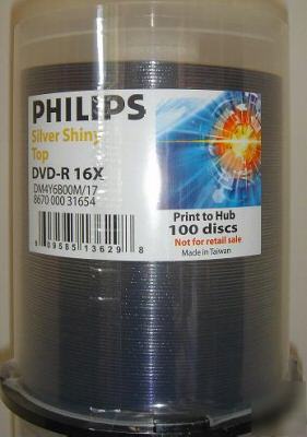 200 philips 16X dvd-r silver shiny blank dvd media disk