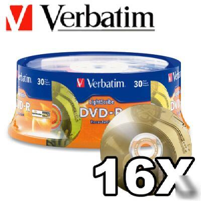 30 verbatim 95339 lightscribe 16X dvd-r blank dvd media