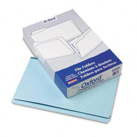 Oxford blue pressboard folders lgl straight cut 25/box