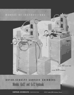 Boyar-schultz 6X12 & 6X12 hydraulic grinder manual