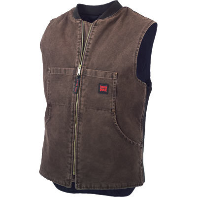 Tough duck washed quilt lined vest - medium, chestnut