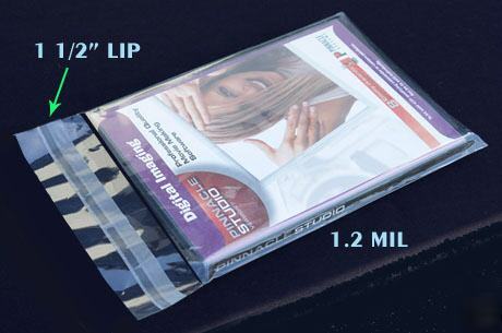 1000 6X8-1/4 resealable cello bopp dvd fit bags 1.2 mil