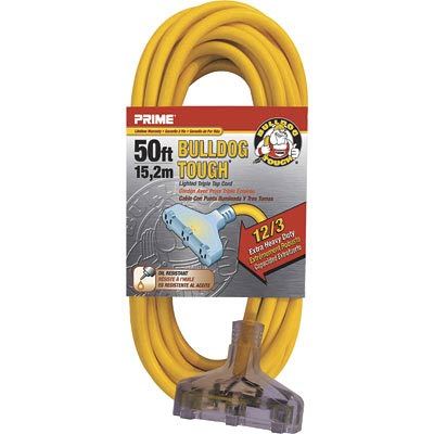 Prime w&c bulldog tough outdoor ext cord triple tap 50'