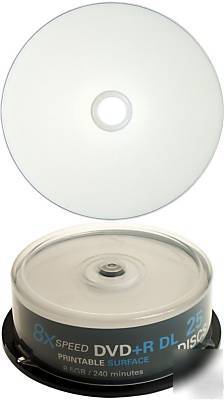  dual layer 8.5GB dvd+r fully printable x 25 by bulkpaq