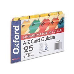 Oxford a-z card guides 25 laminated color 1/5 cut tabs
