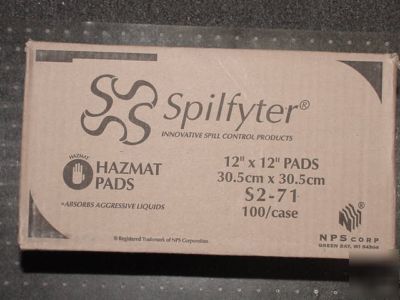 New spilfyter hazmat pads 12X12 100 S2-71 spill absorb 