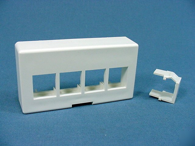 Leviton white 4-port quickport cubicle deep wallplate