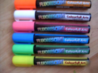 6 bright neon chalk markers blackboard menu glass pens