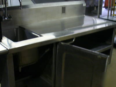 Chef's table stainless steel prep sink heavy duty 1 bay