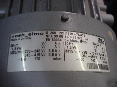 Nash-elmo regenerative air blower G200 gast vacuum pump