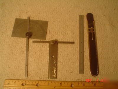(6) starrett measuring scale, ruler, protractor, square