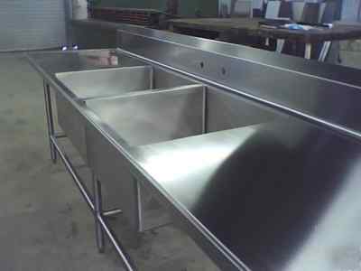 Prep table 2 compartment sink 9' 8'' x 30'' x 34'' tall