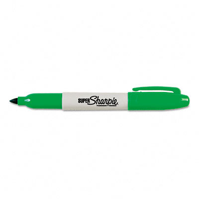 Super permanent markers, fine point, green, 12/dz