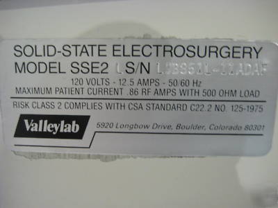 Valley labs SSE2 SSE2L solid state electrosurgery unit 