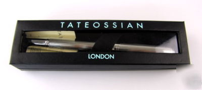 $275 tateossian silver stripe black executive pen