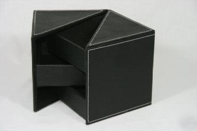 Faux leather desk organizer in black