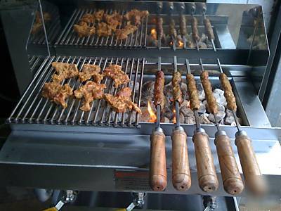 3 foot char flame grill on casters for kebab burger