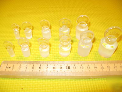 Assortment of ground glass stoppers:9,13,16,19,22,27 st