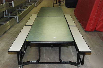 Breakroom lunchroom fold up tables with attached bench