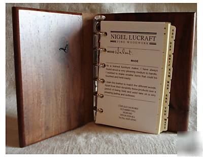 Compact organiser/address book made out of olive ash