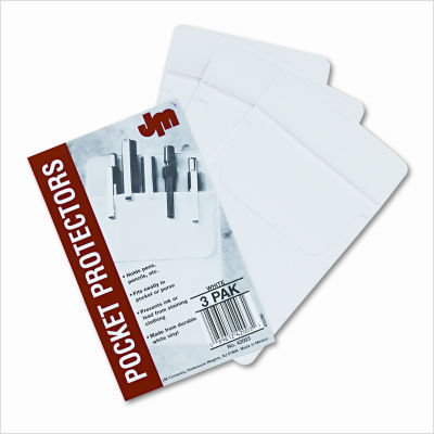 Pocket protectors, grained white vinyl, 3/pack