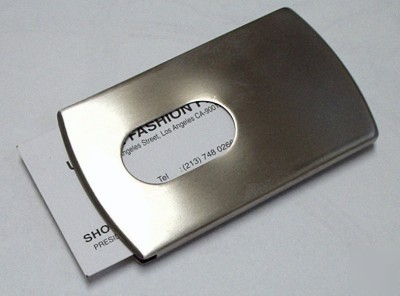 Business card holder case dispenser silver color finish