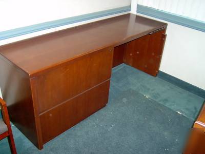 Kimball executive office desk, bridge unit and credenza