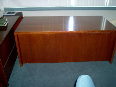 Kimball executive office desk, bridge unit and credenza