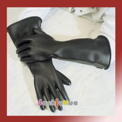 New long black rubber/latex resistan gloves gummi pail