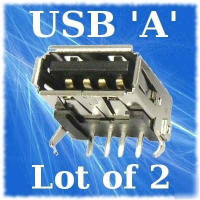 2X female usb a type connector pcb mount socket #US01