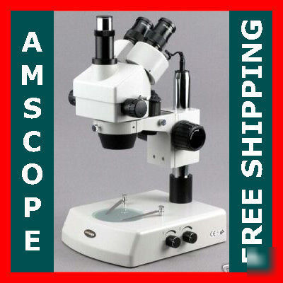 3.5X-45X trinocular stereo zoom microscope dual halogen