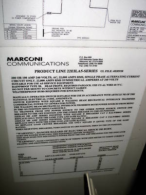 Transfer switch 200 amp evergood manual generator, used