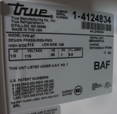 True tpp-67 refrigerated pizza prep table