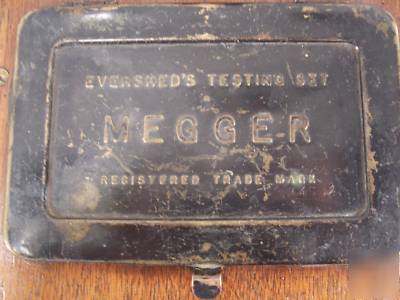 Antique evershed megger testing set- wooden box- 1000 m