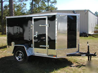 New 5X8 5 x 8 motorcycle enclosed cargo trailer ramp
