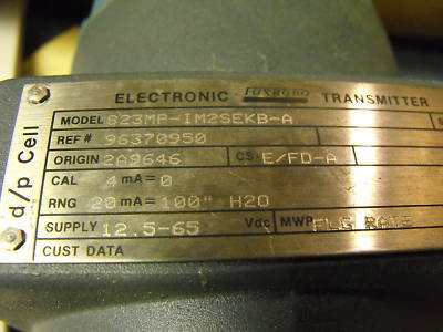 Foxboro ele. d/p cell transmitter w/matched seals 823..