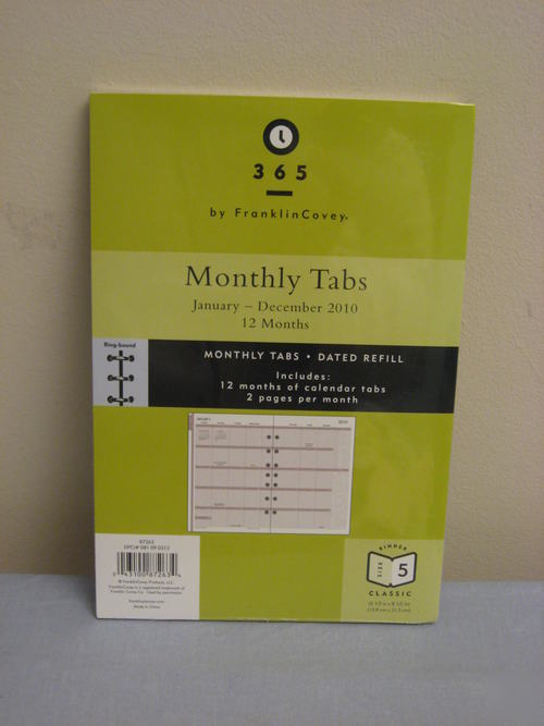 Franklin covey 2010 monthly tabs refill pages classic 