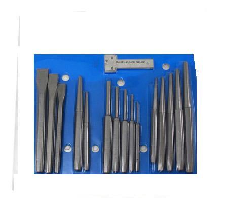 Professional 16PC industrial punch & chisel set w/guage