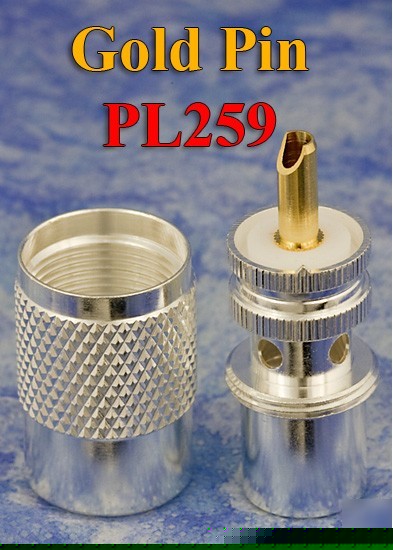 10 gold pin silver body PL259 uhf coax connectors rg 8