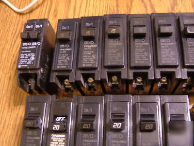 19 challenger type c 15-100 amp circuit breaker lot 