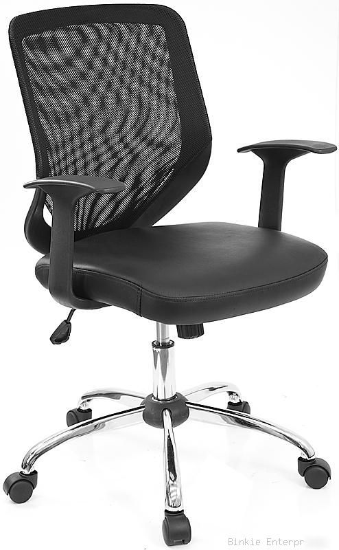 Black mesh back leather seat computer office desk chair