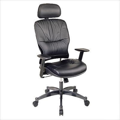 Leather managers chair metal base height headrest arms