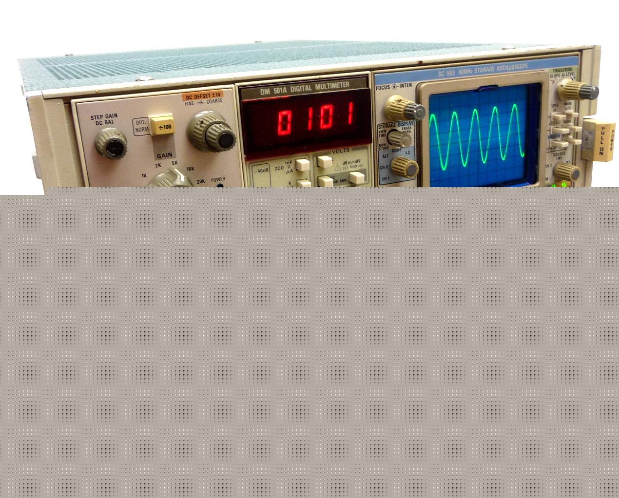 Tektronix TM504 4-slot mainframe w/SC502 DM502A FG502