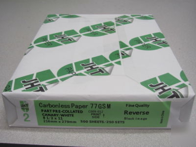 Jht carbonless paper ncr form 2 part rv 8.5X11 20 cases