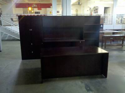 Ofs wood desk, credenza, bookshelf, wardrobe for office