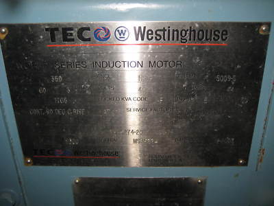 Westinghouse 350 hp 1765 rpm induction dp motor 5009-s