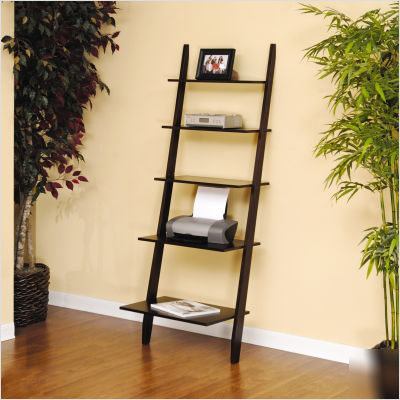Steadfast grand lake series ladder bookcase in espresso