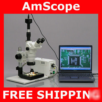 3.35X-180X stereo zoom inspection microscope +5M camera