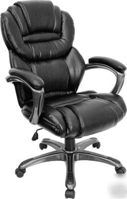 296. black leather executive office chair 